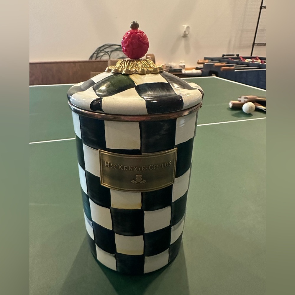MacKenzie-Childs Large Black and White Checkered Canister